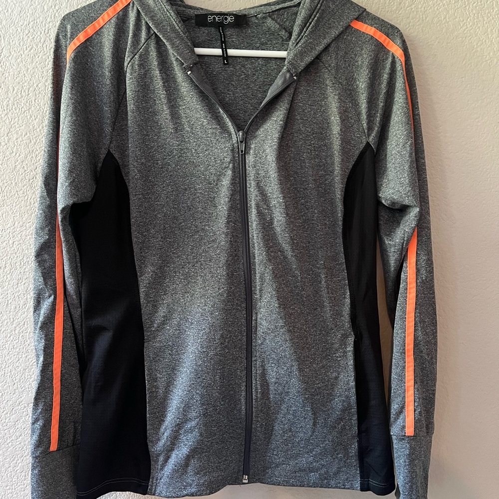 Energie Gray and Orange Women's Zip-Up Hoodie